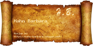 Hahn Barbara névjegykártya